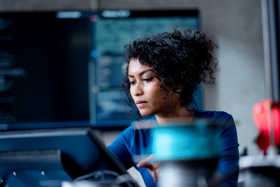 woman working on a laptop