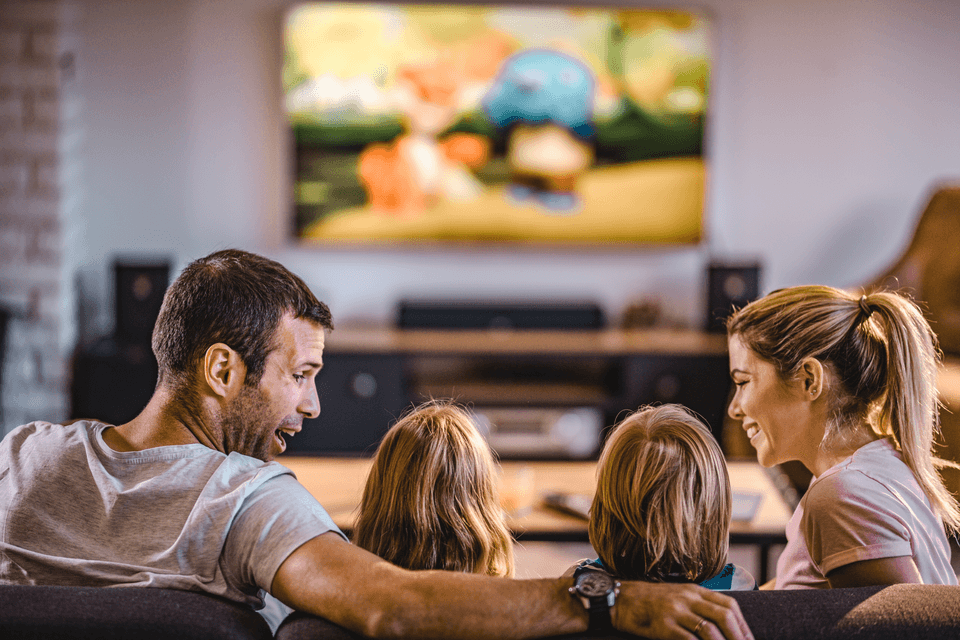 family watching tv together
