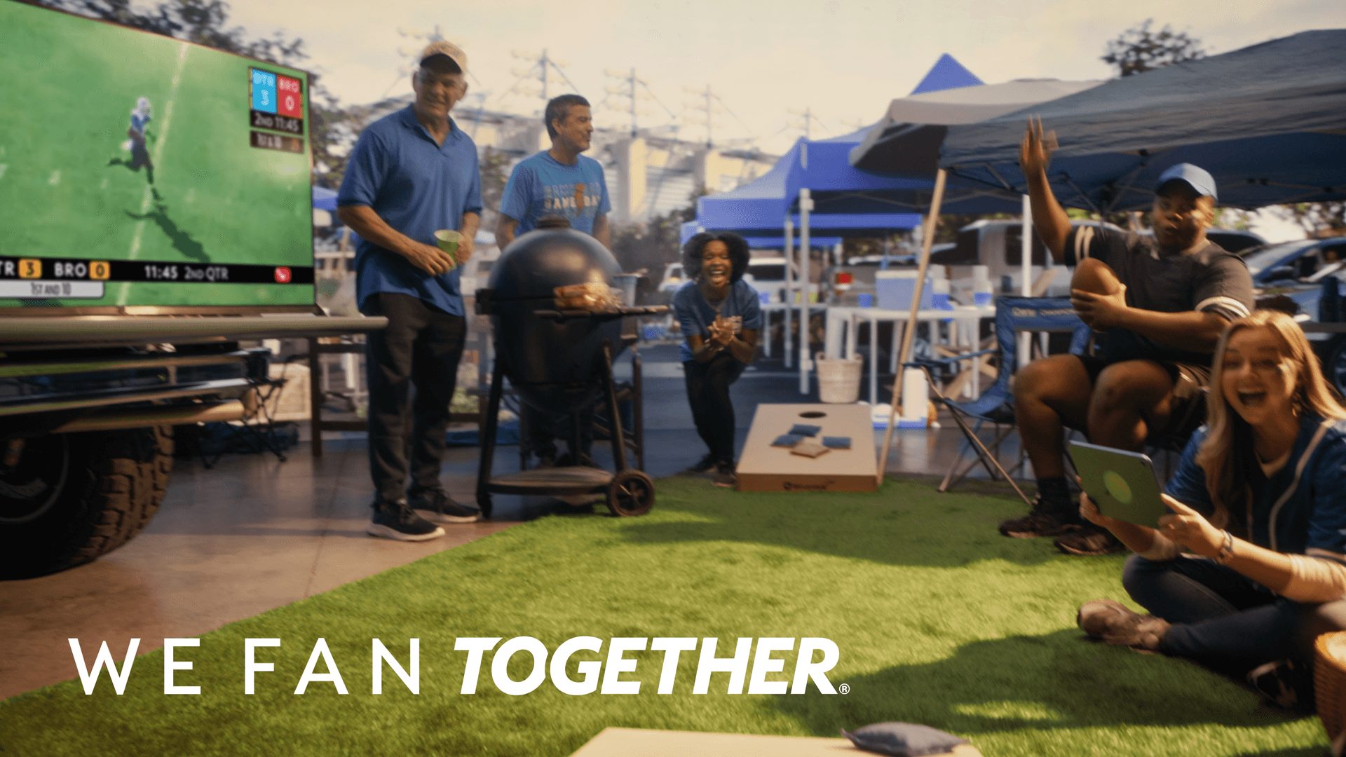 sports fan tailgating before the game