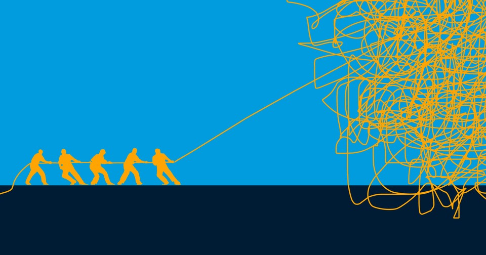 people pulling string from tangle